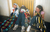 Girls hiding from the camera