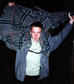 The sword drill champion celebrates his victory.